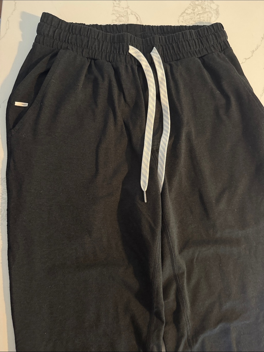 Vuori  Black Jogger Sweatpants with White Drawstring